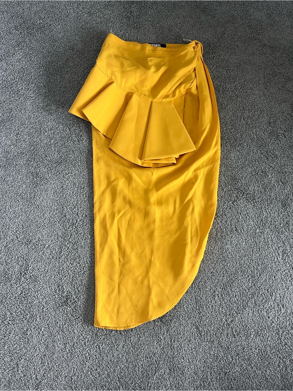 Jacquemus Mustard Yellow Asymmetrical Ruffle Wrap Skirt